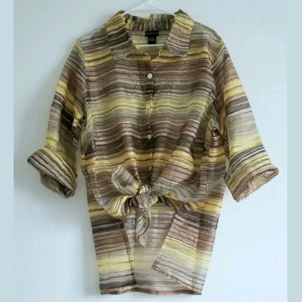 Vintage Citi knits Gold Yellow Top Blouse Cover up size1X